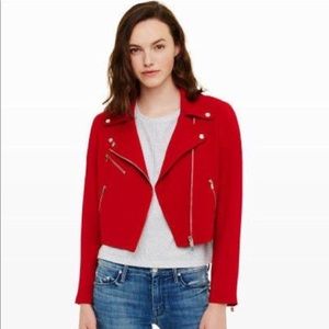 CLUB MONACO Averie moto jacket red